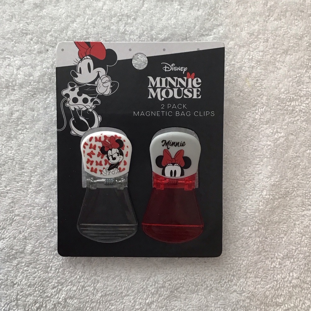Disney Minnie Mouse Magnetic Bag Clips – Red, White, Clear (2-Pack)